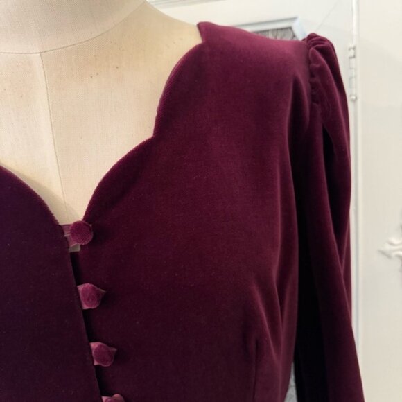 Vintage Laura Ashley Cranberry Velvet Dress - Picture 4 of 16